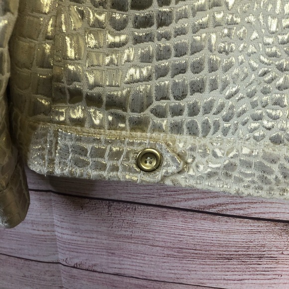 Attyre Gold Metallic Reptile Print Line Jacket SzL - Picture 5 of 6